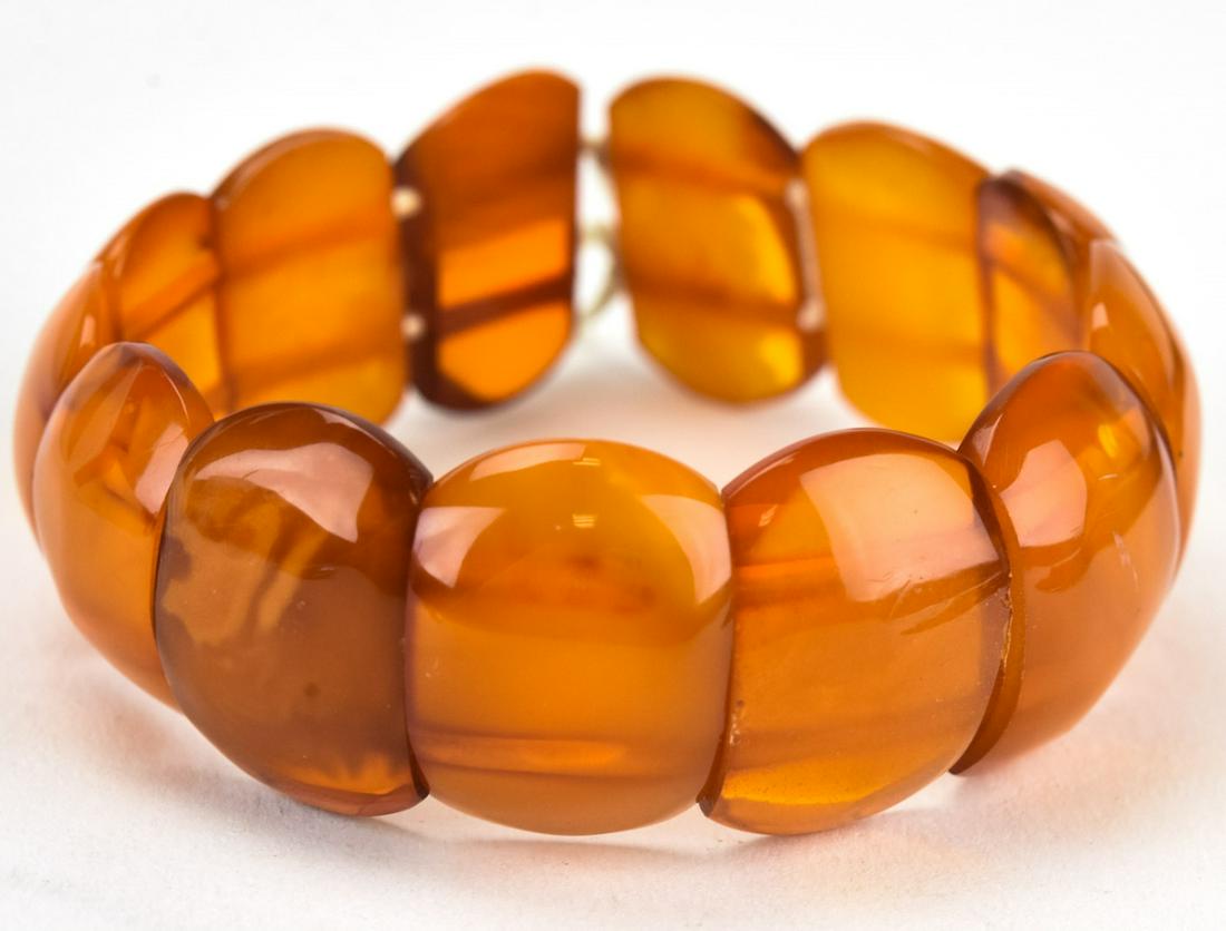 Carved Amber Beaded Panel Bracelet (1 of 5)