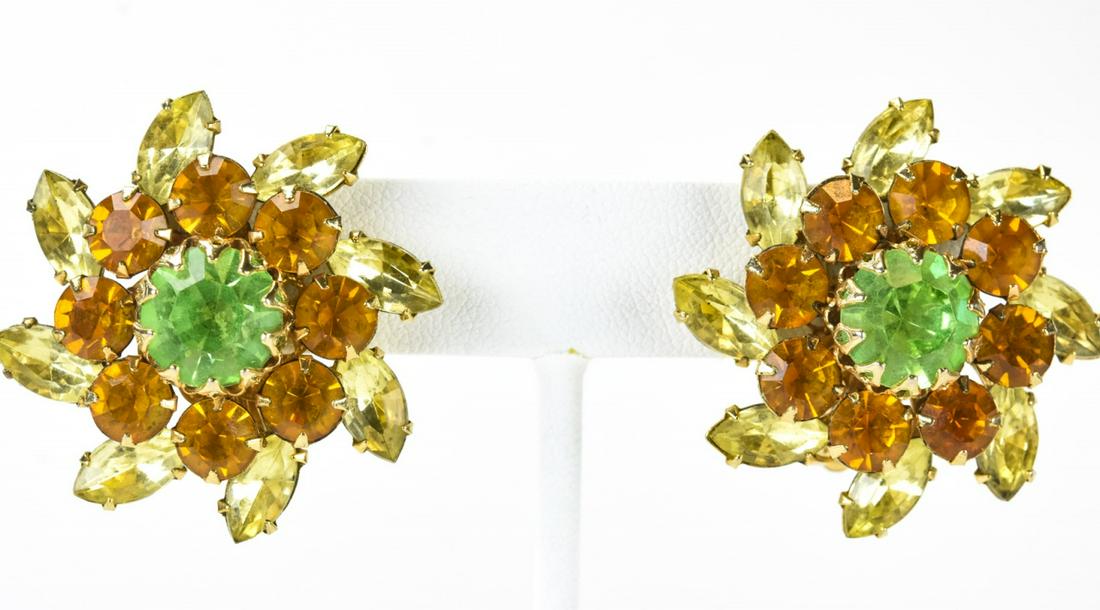 Pair Judy Lee C 1960 Paste Starburst Clip Earrings (1 of 4)