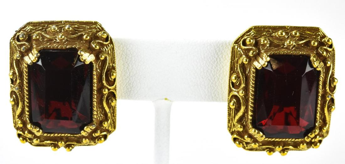 Pair Judy Lee C 1960 Emerald Cut Earrings (1 of 6)