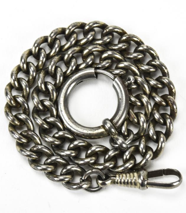 Antique Silver Watch Chain W Large Jump Ring (1 of 5)