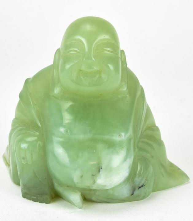 Carved Chinese Green Jade Buddha Statue (1 of 5)