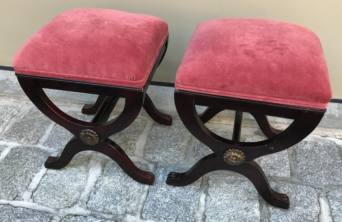 Pair Italian Savonarola Style Ottomans or Benches (1 of 2)