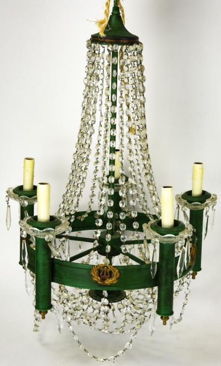 Vintage Tole & Crystal French Empire Chandelier (1 of 6)