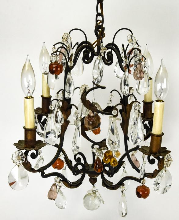 Vintage Tole, Crystal, and Murano Glass Chandelier (1 of 6)
