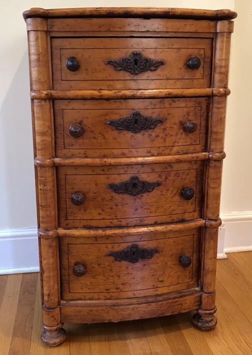 Antique Birdseye Maple Faux Bamboo Carved Dresser (1 of 6)
