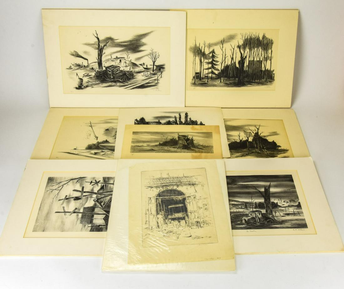 Collection of 20th C Pencil Signed Etchings (1 of 6)