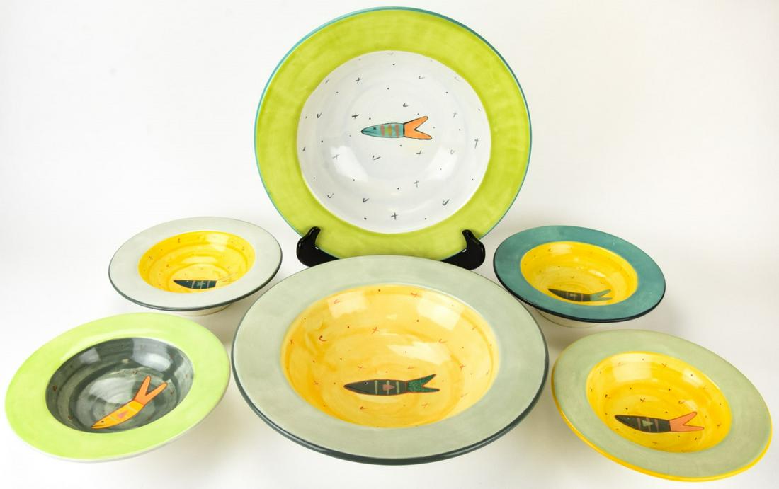 Hand Painted Frizzell Pottery Bowl Set (1 of 5)
