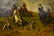 Large Signed Equestrian Hunt Scene Oil Painting