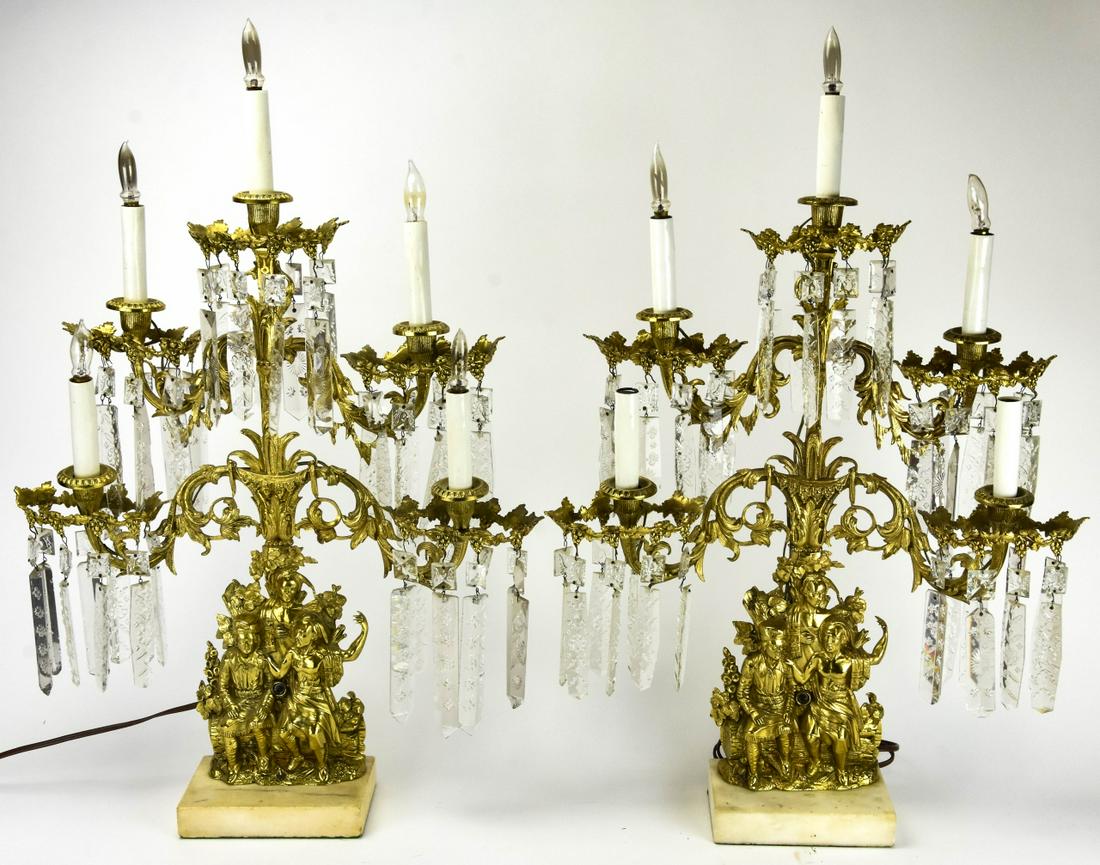 Pair of 19th C Daniel Boone & Native Candelabras (1 of 10)