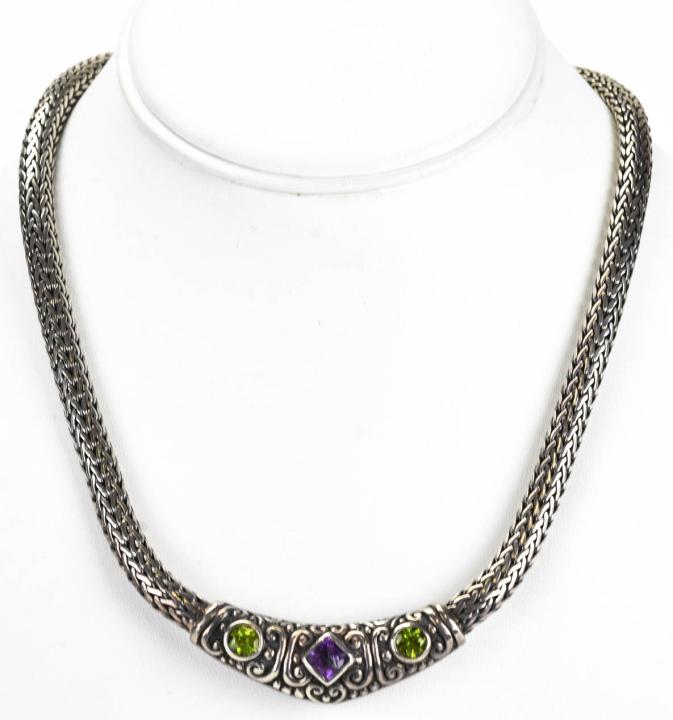 Sterling Silver Amethyst & Peridot Necklace (1 of 6)