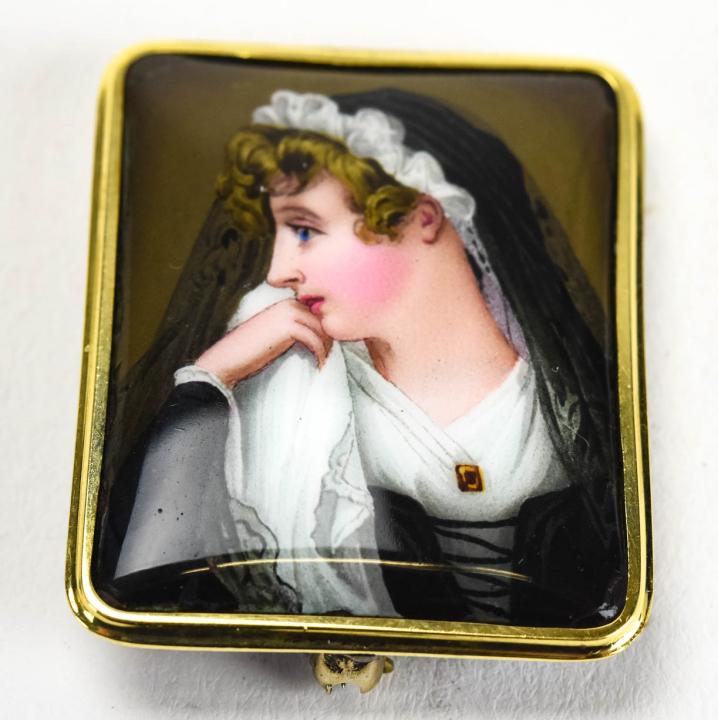 Antique C 1836 14kt Gold & Enamel Mourning Brooch (1 of 4)