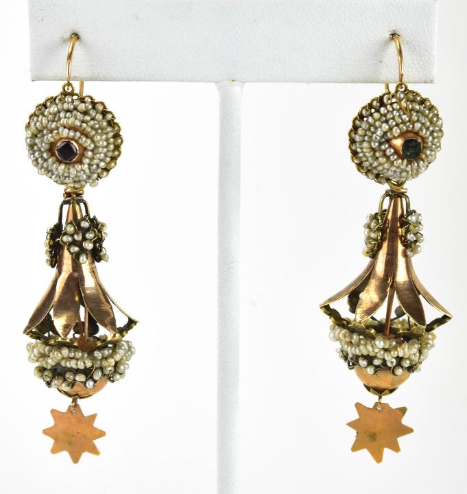 Antique 19th C Imperial Russian 14kt Gold Earrings (1 of 5)