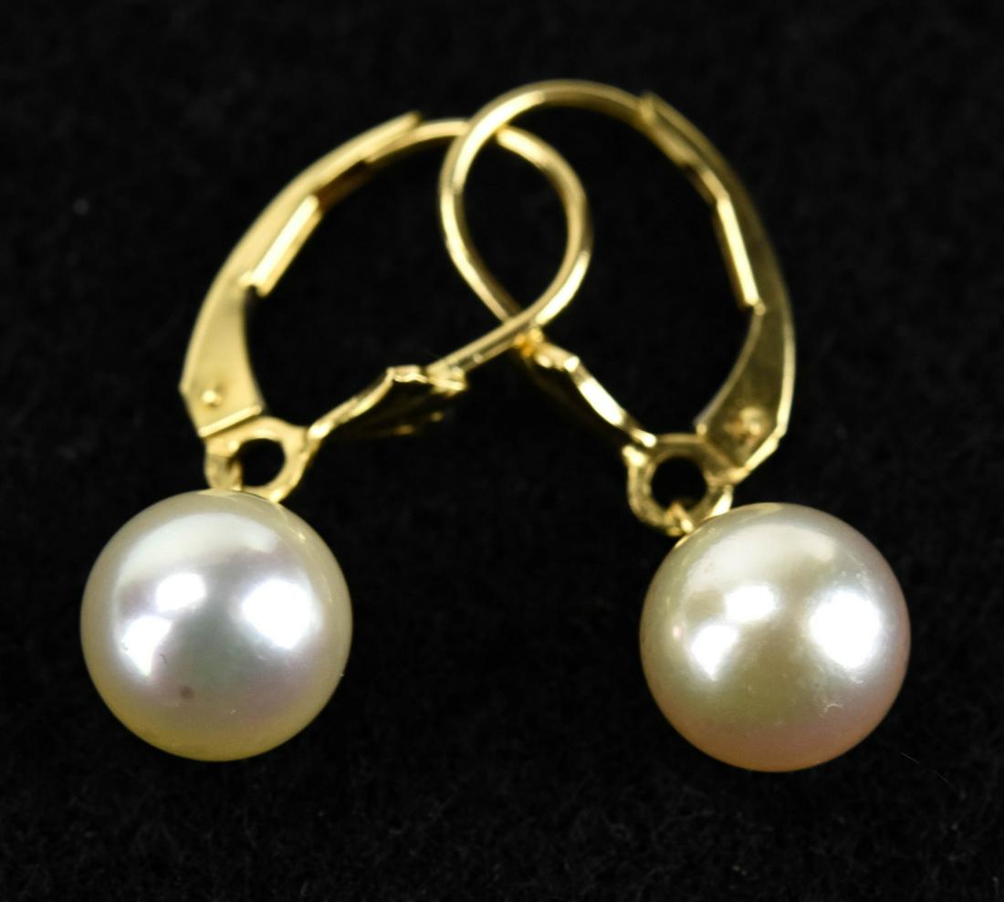 Pair of 14kt Yellow Gold & Akoya Pearl Earrings (1 of 5)