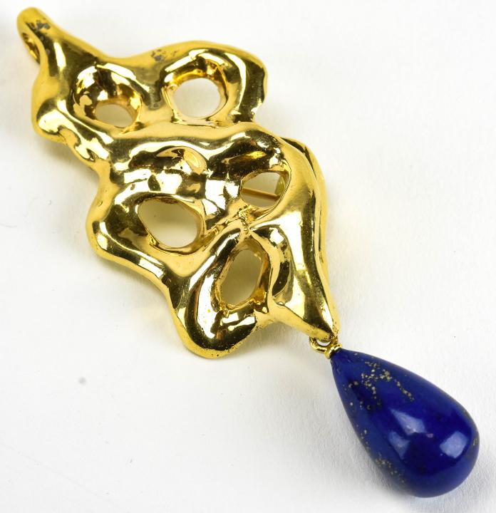 Huge Estate 18k Yellow Gold & Lapis Lazuli Pendant (1 of 5)