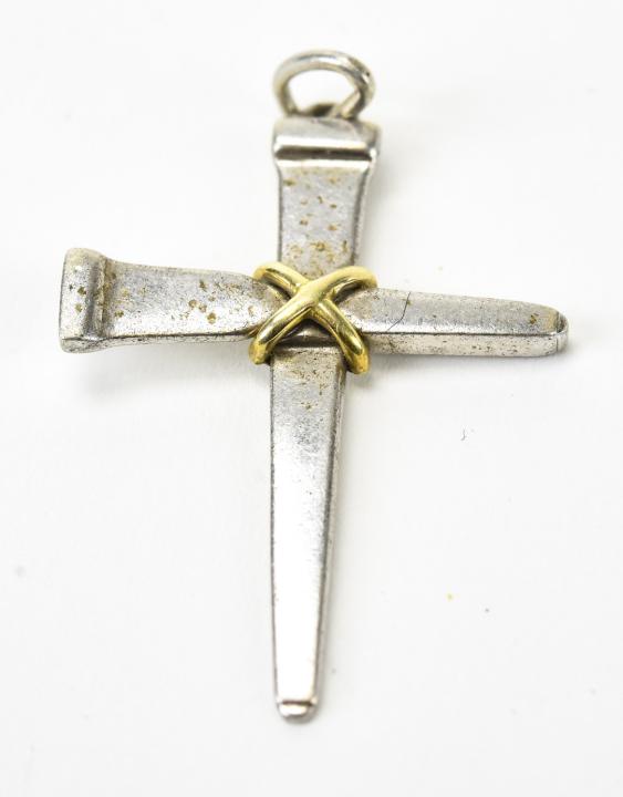 14kt Gold & Sterling Silver Cross Necklace Pendant (1 of 3)