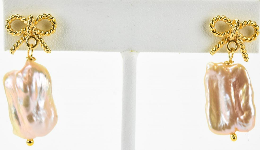 Pair of Baroque Pearl Earrings w 14kt Gold Backs (1 of 4)