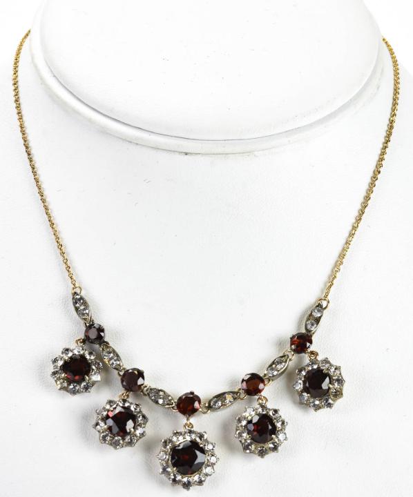 Estate 14k Gold Chain w Silver Set Garnet Necklace (1 of 6)