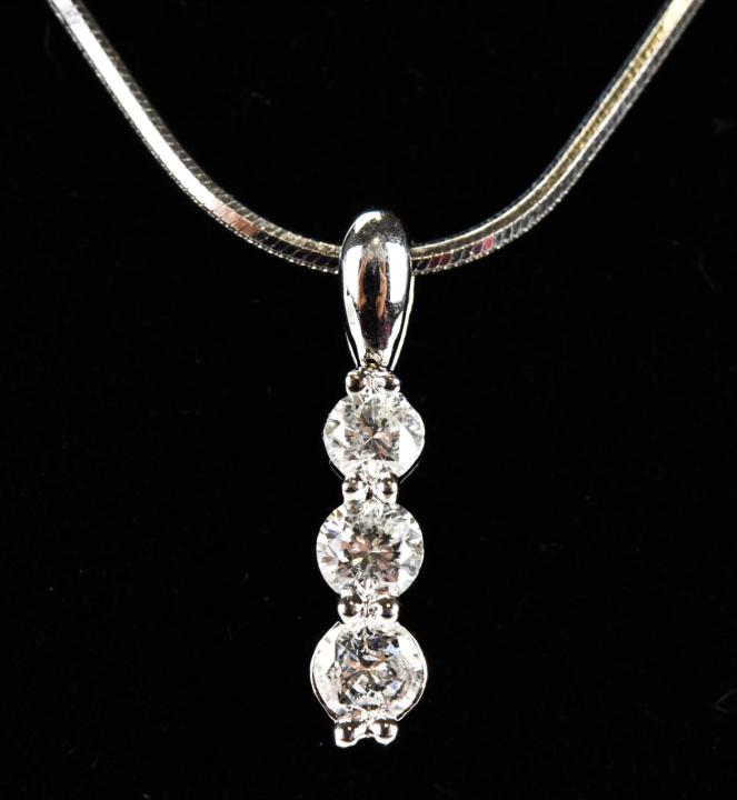 14kt White Gold & Three Diamond Pendant Necklace (1 of 5)