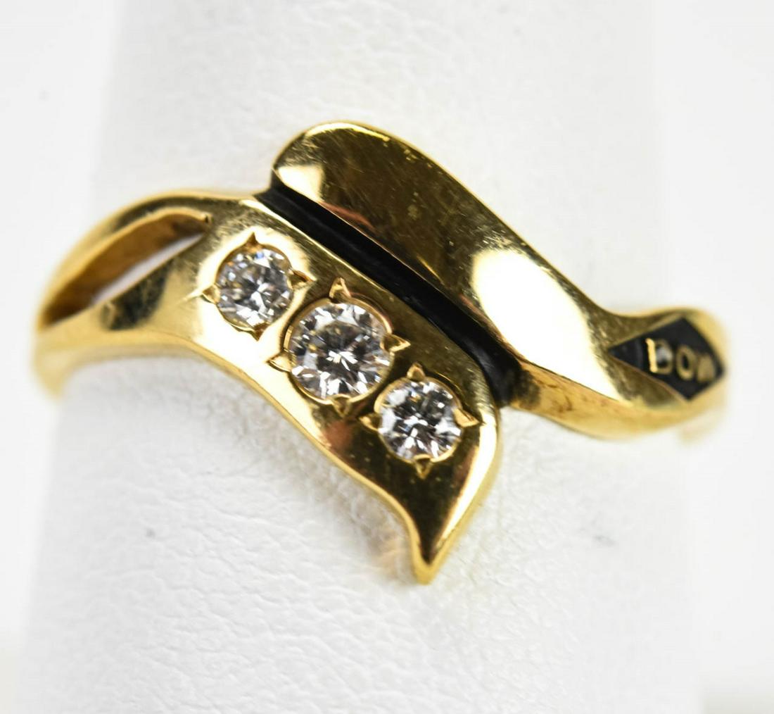 Vintage 14kt Gold Bypass Ring w .20 Ct Diamonds (1 of 5)