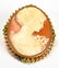 Vintage 10kt Yellow Gold Carved Shell Cameo Brooch
