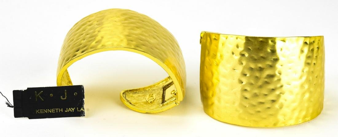 Pair Kenneth J Lane Gilt Metal Cuff Bracelets (1 of 5)