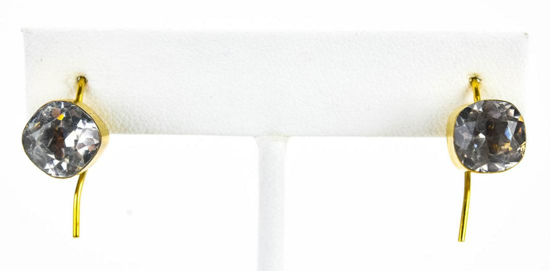 Antique Georgian Paste Stones Gilt Silver Earrings (1 of 5)