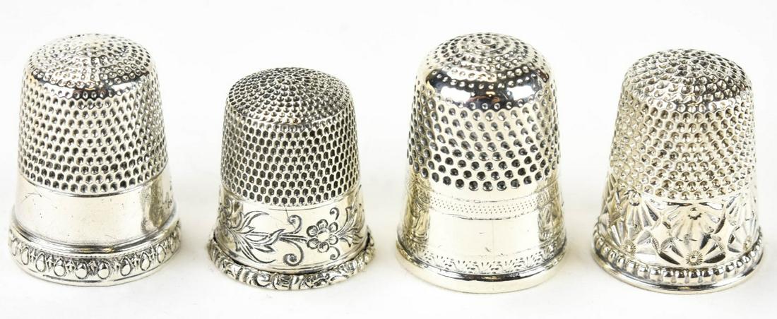 Group of Four Antique & Vintage Sterling Thimbles (1 of 6)