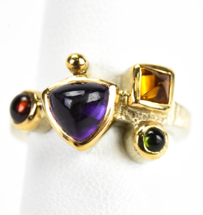 14kt Yellow Gold Sterling Silver & Gemstone Ring (1 of 5)