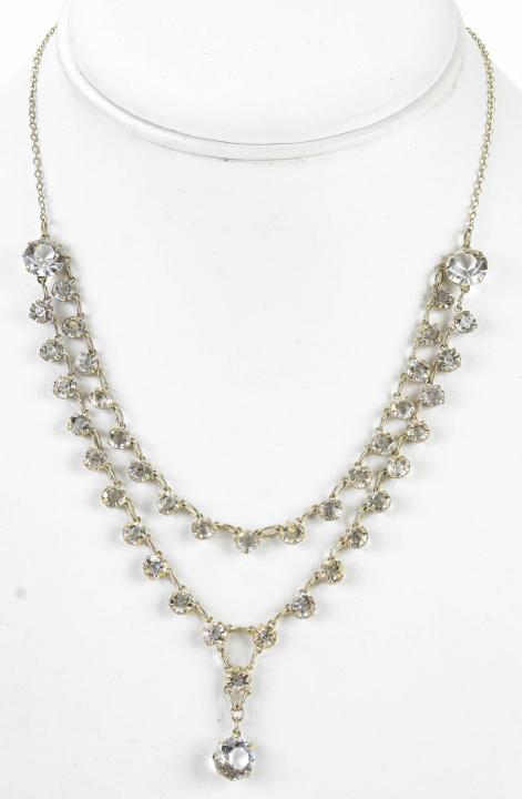 Antique Silver & Paste Double Festoon Necklace (1 of 6)