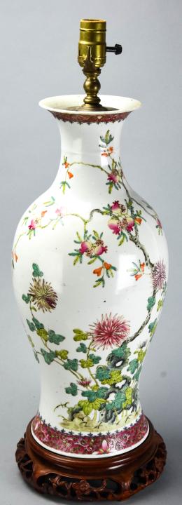 Chinese Porcelain Pomegranate Vase Mount Lamp (1 of 5)
