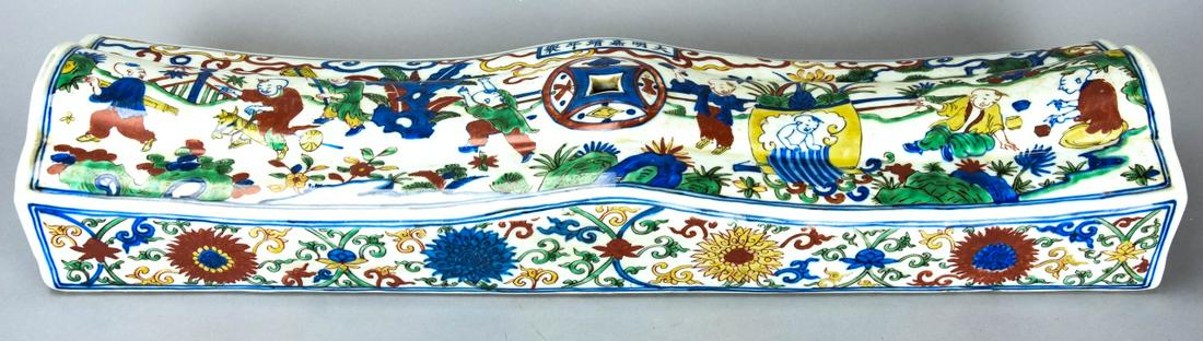 Chinese Hand Painted Porcelain Double Pillow (1 of 7)