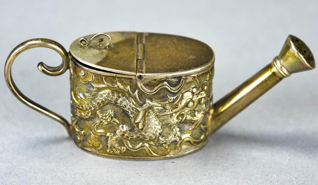 Chinese Export Silver Dragon Motif Salt Shaker (1 of 6)