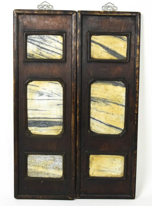 Pair Chinese Marble Inlaid Wall Plaques (1 of 5)