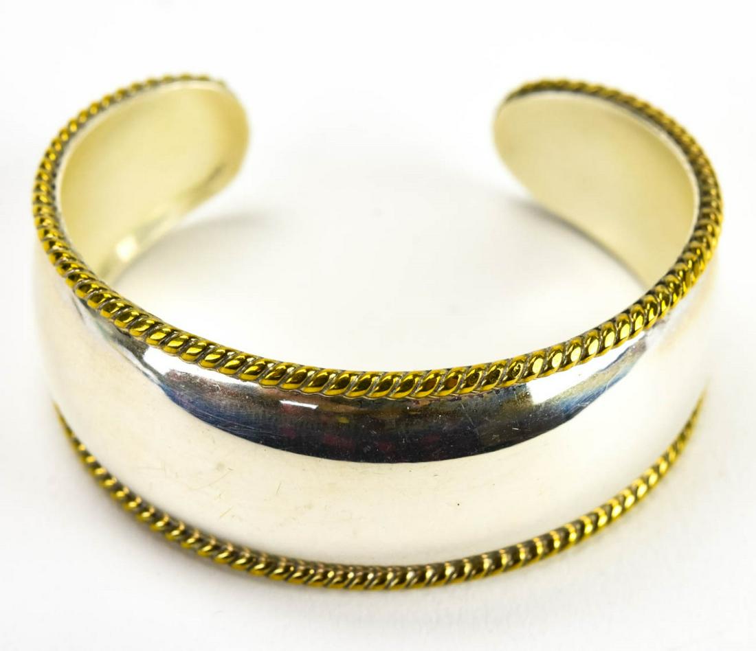 Vintage Silver & Gilt Silver Cuff Bracelet (1 of 5)