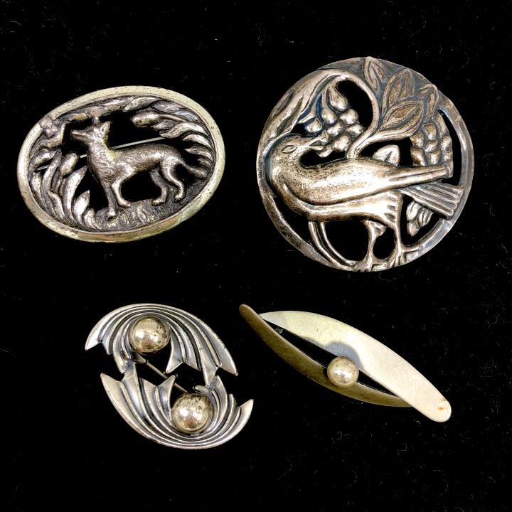 Lot of 4 Vintage Sterling Silver Figural Pins (1 of 3)