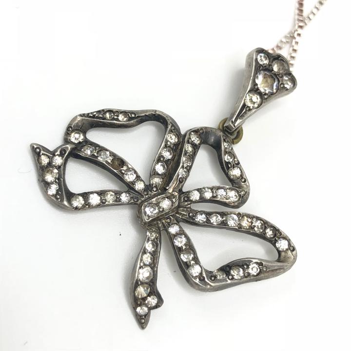 Antique Edwardian Sterling Paste Bow Pendant (1 of 3)
