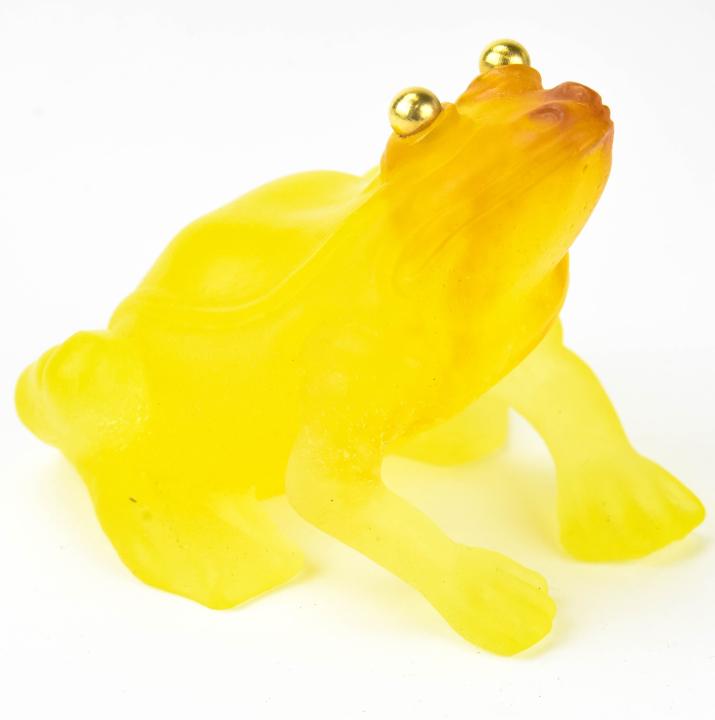 Daum France Crystal Art Glass Frog w 18K Gold Eyes (1 of 6)