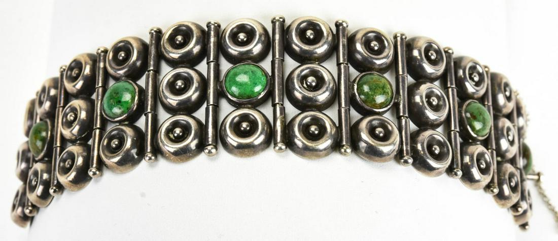 Vintage Sterling Silver & Jasper Cabochon Bracelet (1 of 5)