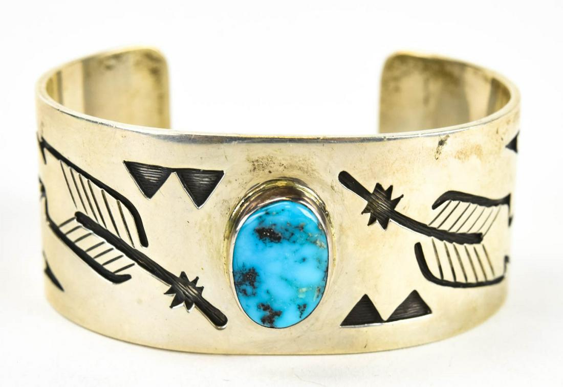 Vintage Native American Sterling & Turquoise Cuff (1 of 5)