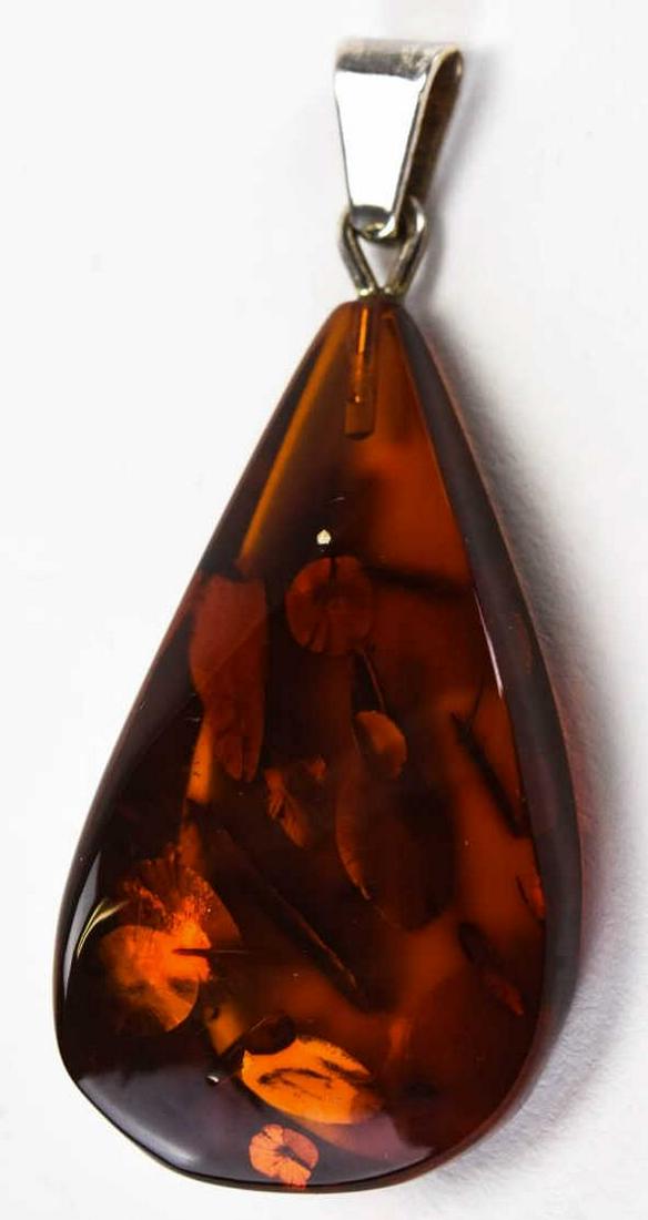 Vintage Sterling Silver & Amber Necklace Pendant (1 of 5)