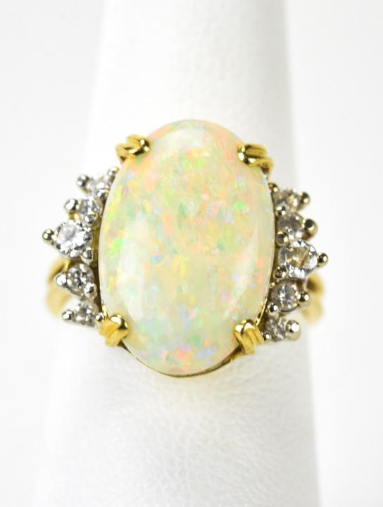 4.42 Carat Opal Diamond & 14kt Yellow Gold Ring (1 of 6)
