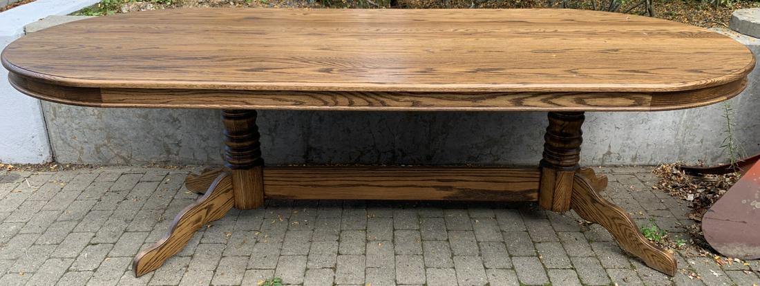 Large Oak Country Style Trestle Base Dining Table (1 of 4)