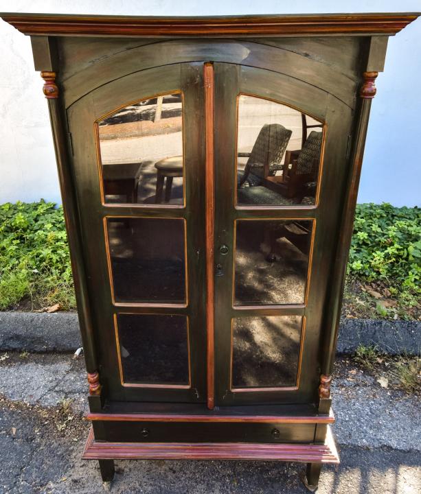 Shabby Chic Painted Glass Front Display Cabinet (1 of 6)