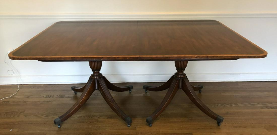 Sheraton Double Pedestal Banded Dining Table (1 of 6)