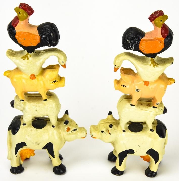 Pair Cast Iron Stacked Farm Animals Door Stops (1 of 6)