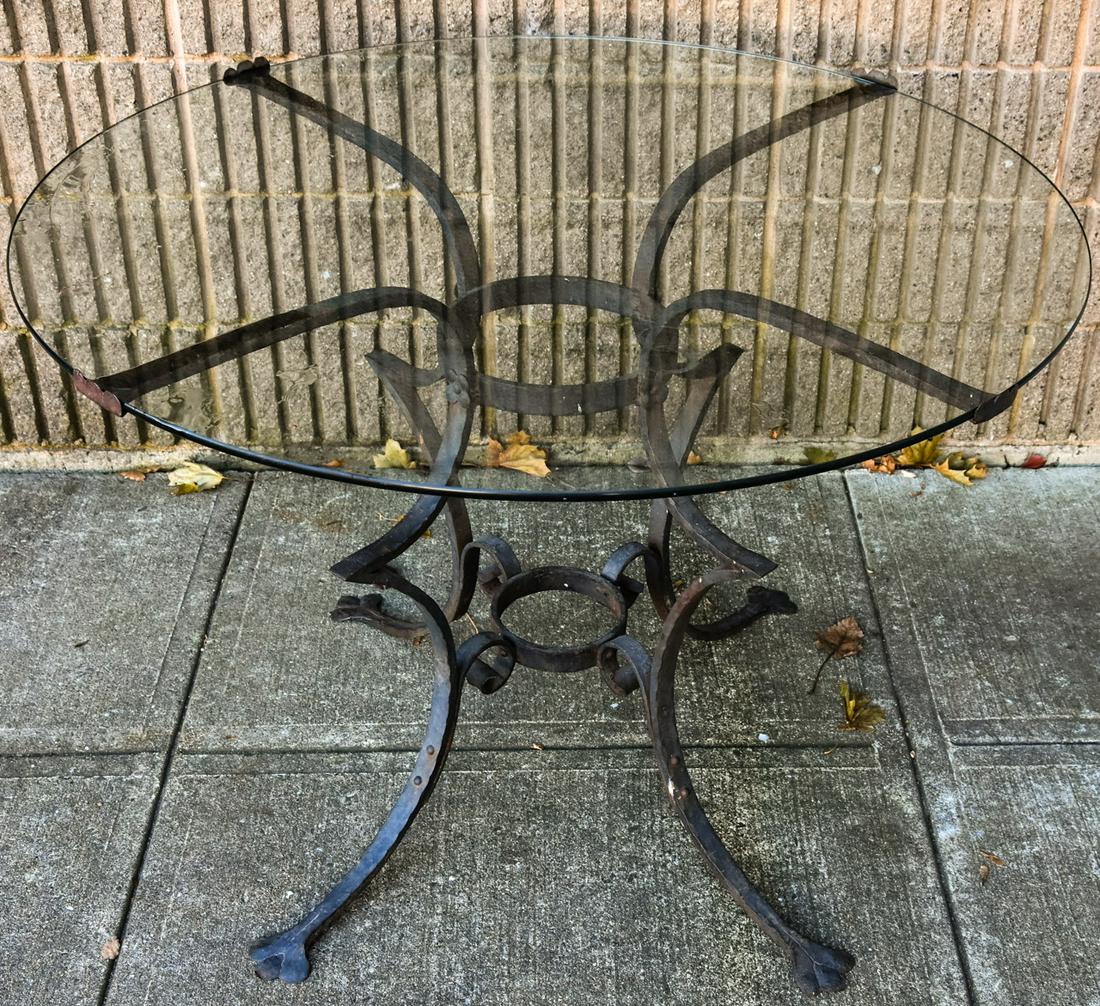 Gothic Style Wrought Iron Glass Top Table (1 of 6)