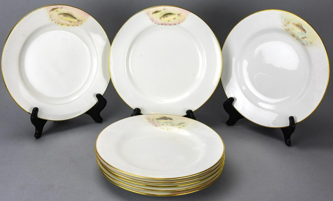 8 Mintons Porcelain Hand Painted Fish Motif Plates (1 of 6)