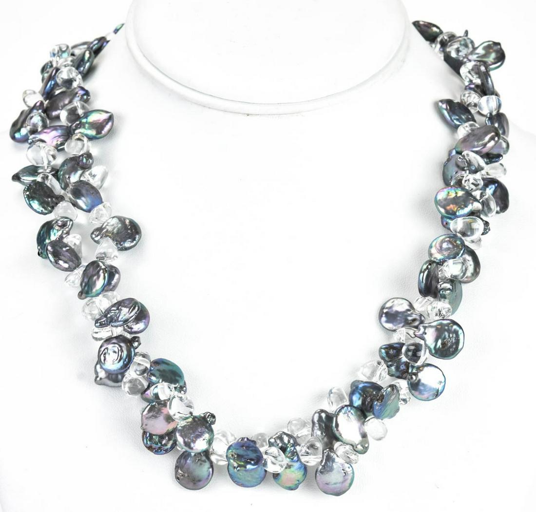 Double Strand Baroque Pearl & Topaz Necklace (1 of 4)