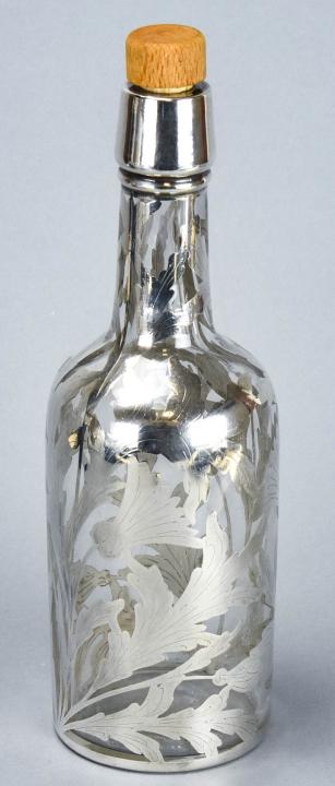 Antique 19th C Sterling Overlay Whiskey Decanter (1 of 7)