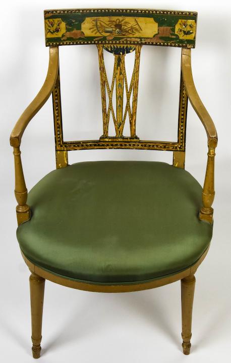 Antique Painted English Sheraton Open Arm Chair (1 of 5)